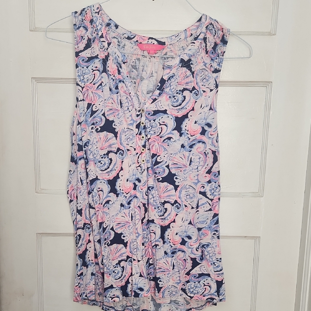 Lilly Pulitzer Paisley Sleeveless Blouse - Pink and Blue